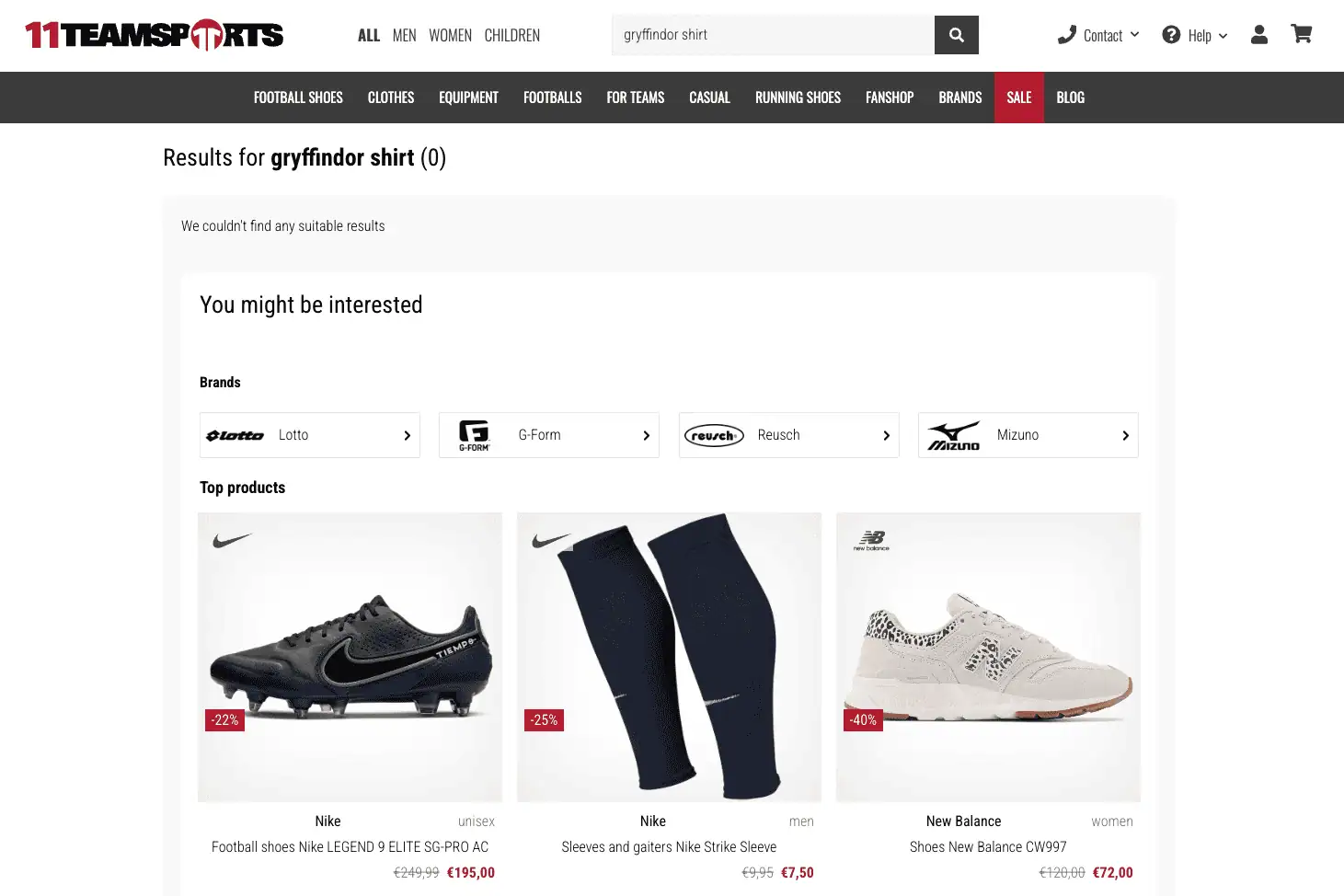 Résultats de recherche pour une chemise Gryffindor.